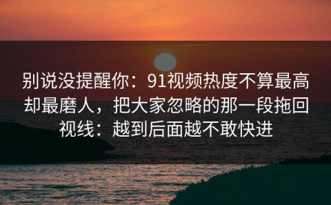别说没提醒你：91视频热度不算最高却最磨人，把大家忽略的那一段拖回视线：越到后面越不敢快进