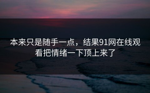本来只是随手一点，结果91网在线观看把情绪一下顶上来了